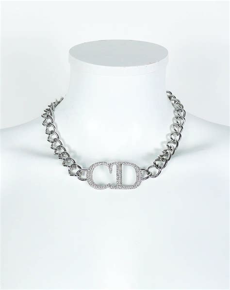 dior silver necklace free shipping|christian dior choker necklaces.